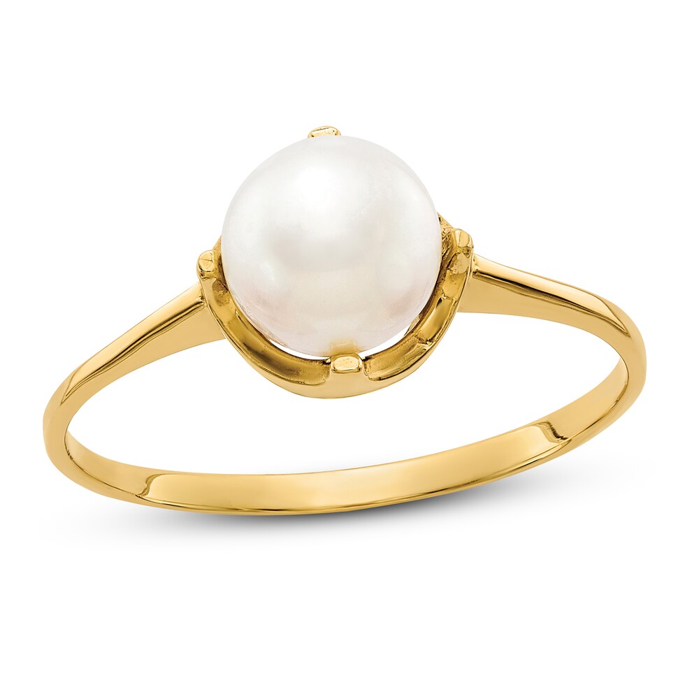 Cultured Freshwater Pearl Ring 14K Yellow Gold Za50urrP