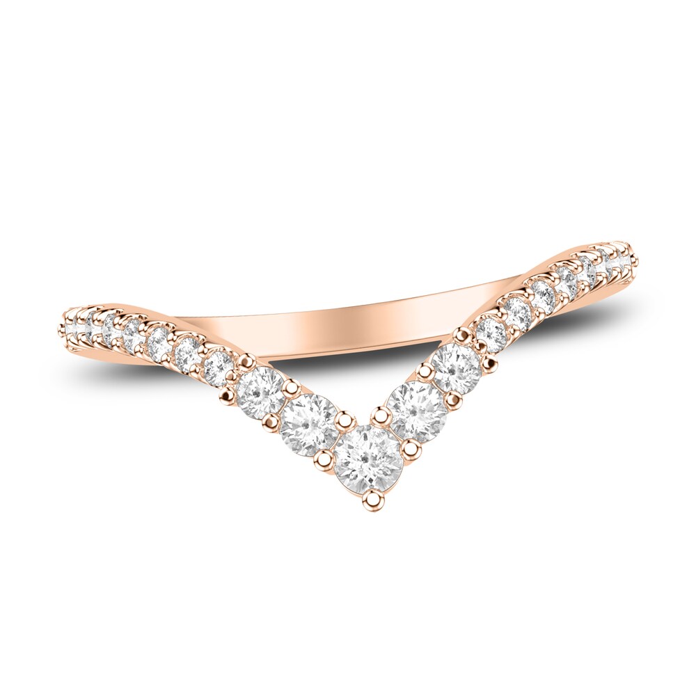 Diamond Chevron Wedding Band 1/3 ct tw Round 14K Rose Gold Ze4fTiZY