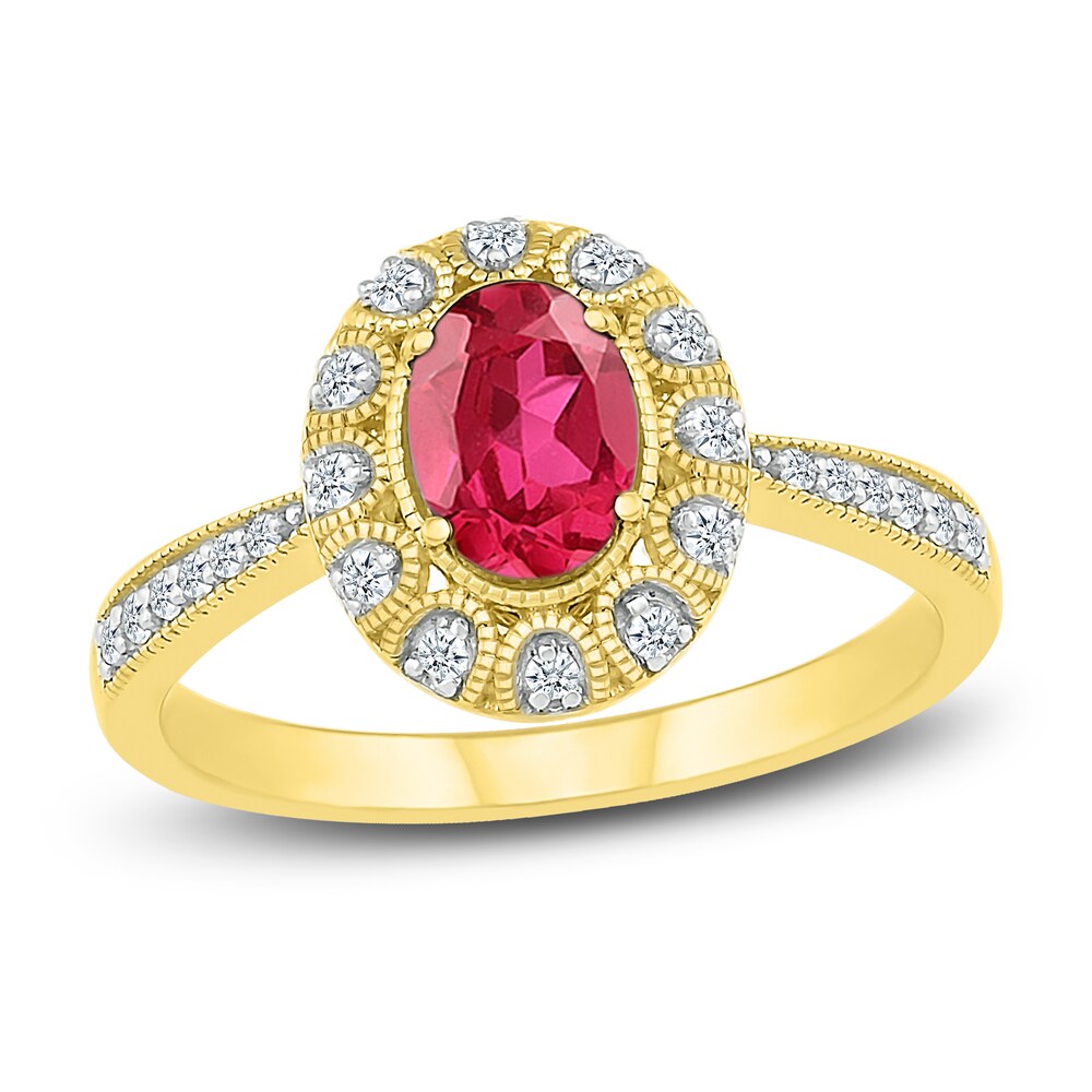 Lab-Created Ruby & Lab-Created Sapphire Ring 10K Yellow Gold Zew0aAro
