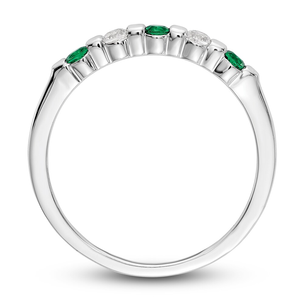 Natural Emerald Wedding Band 1/10 ct tw Round 14K White Gold ZlEZok4W