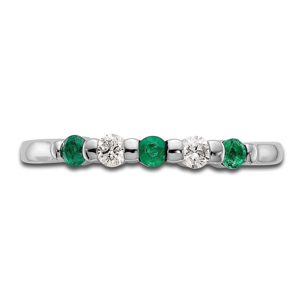 Natural Emerald Wedding Band 1/10 ct tw Round 14K White Gold ZlEZok4W