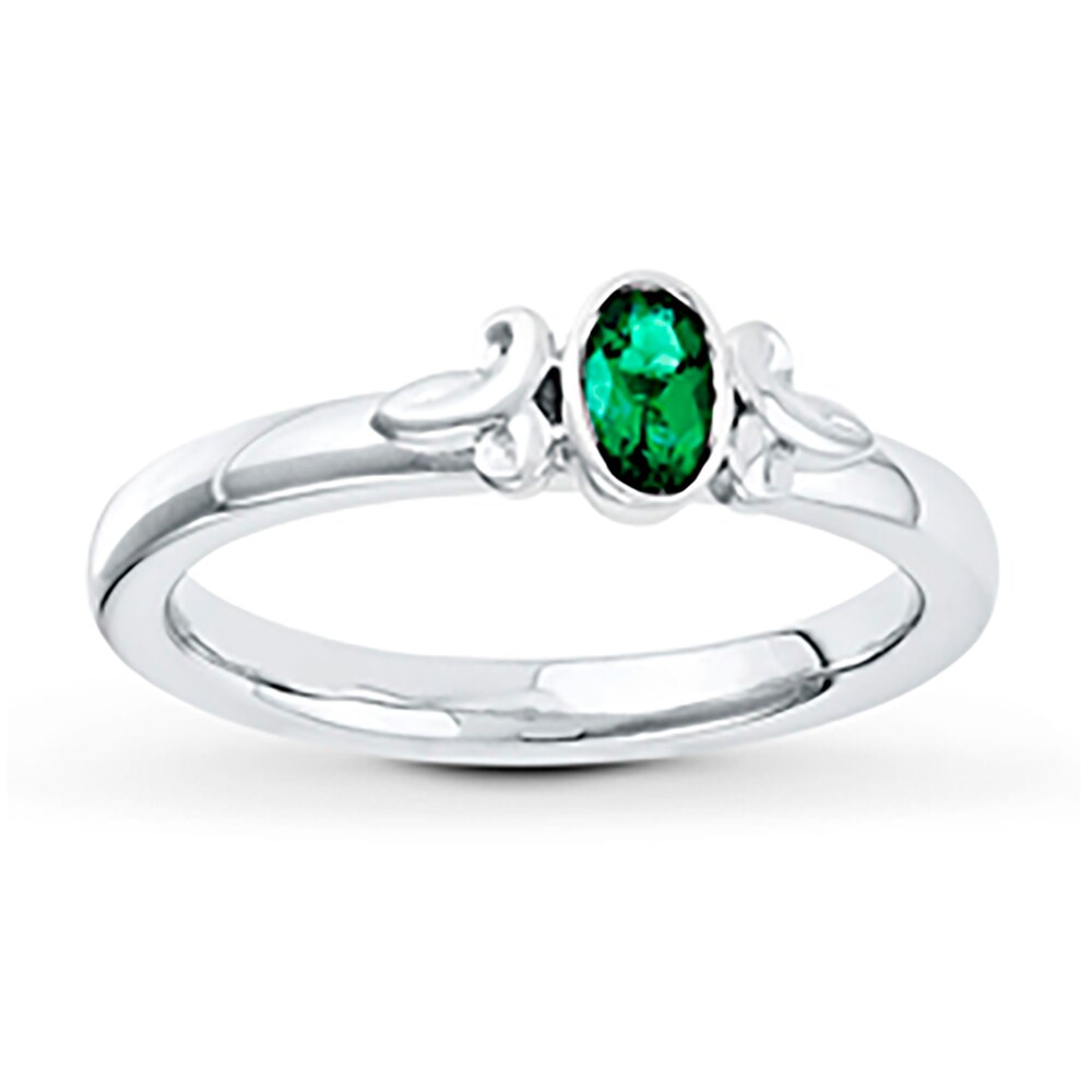 Stackable Ring Lab-Created Emerald Sterling Silver ZmPkszq1