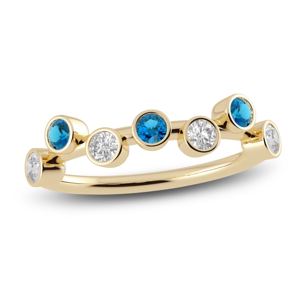 Juliette Maison Natural White Sapphire & Natural Blue Zircon Ring 10K Yellow Gold ZmxWn2Dq