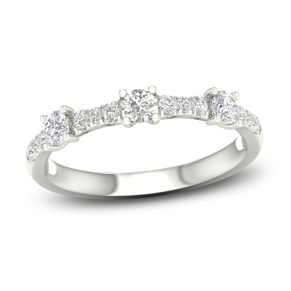 Diamond 3-Stone Ring 1/2 ct tw Round 10K White Gold ZnRYdyUw