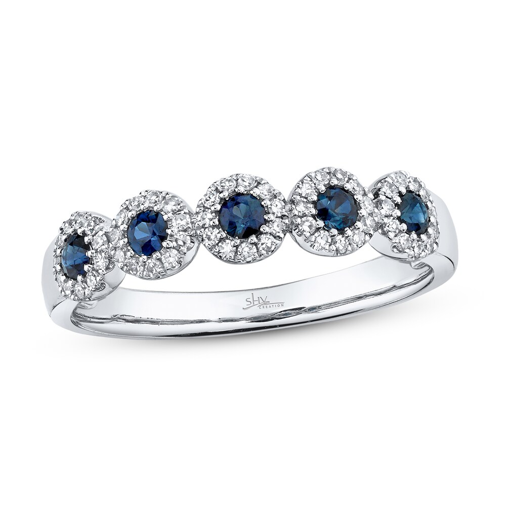 Shy Creation Sapphire Ring 1/8 ct tw Diamonds 14K White Gold SC55003012 ZsxePHia
