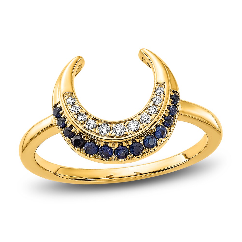 Natural Blue Sapphire Ring 1/20 ct tw Diamonds 14K Yellow Gold ZuqyUTOw