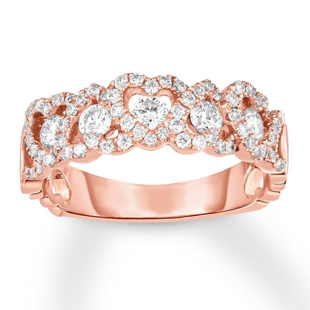 Diamond Heart Ring 3/4 ct tw Round 14K Rose Gold a0fYxtGU