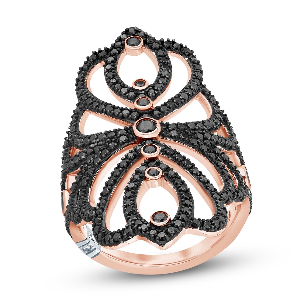 Pnina Tornai Black Diamond Ring 1-1/3 ct tw Round 10K Rose Gold a2gwTby6