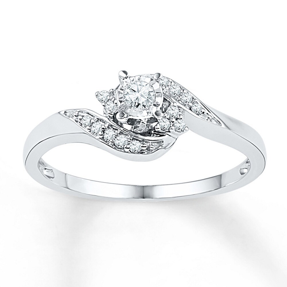 Diamond Promise Ring 1/6 ct tw Round-cut 10K White Gold a7dTOcZo