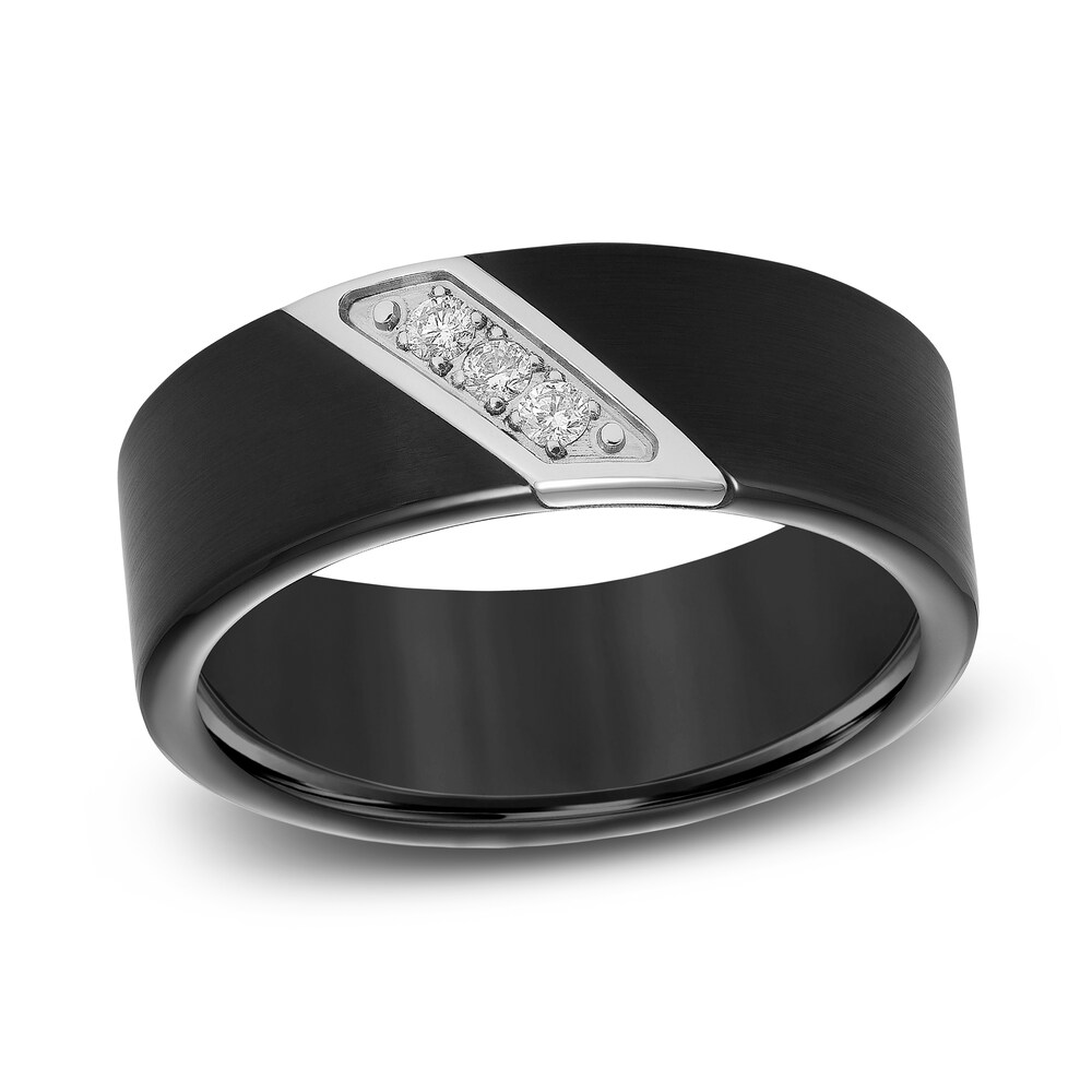 Diamond Wedding Band 1/10 ct tw Round Black Tungsten aAVU4riS