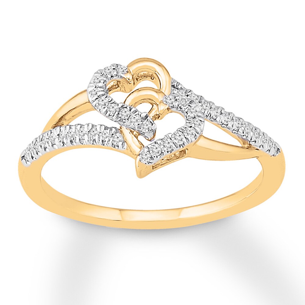 Entwined Hearts Ring 1/8 ct tw Diamonds 10K Yellow Gold aCMvqysj