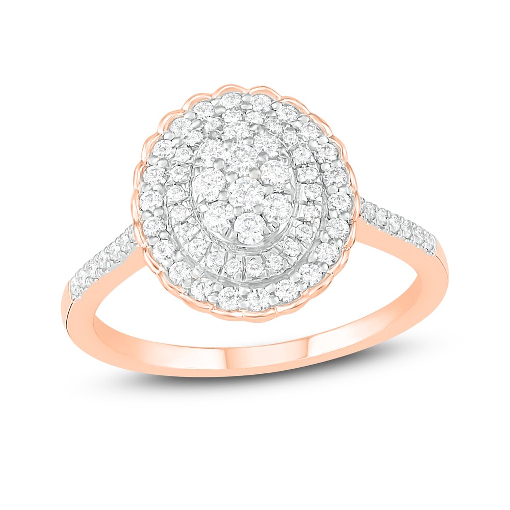 Diamond Ring 1/2 ct tw Round 14K Rose Gold aEk47M4g