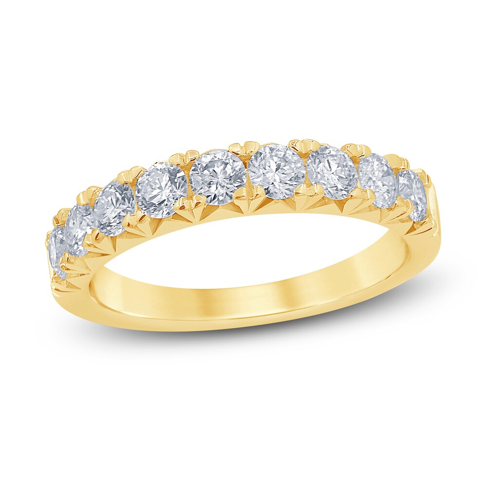 French Pave Diamond Anniversary Band 1 ct tw Round 14K Yellow Gold aHXBVVbs