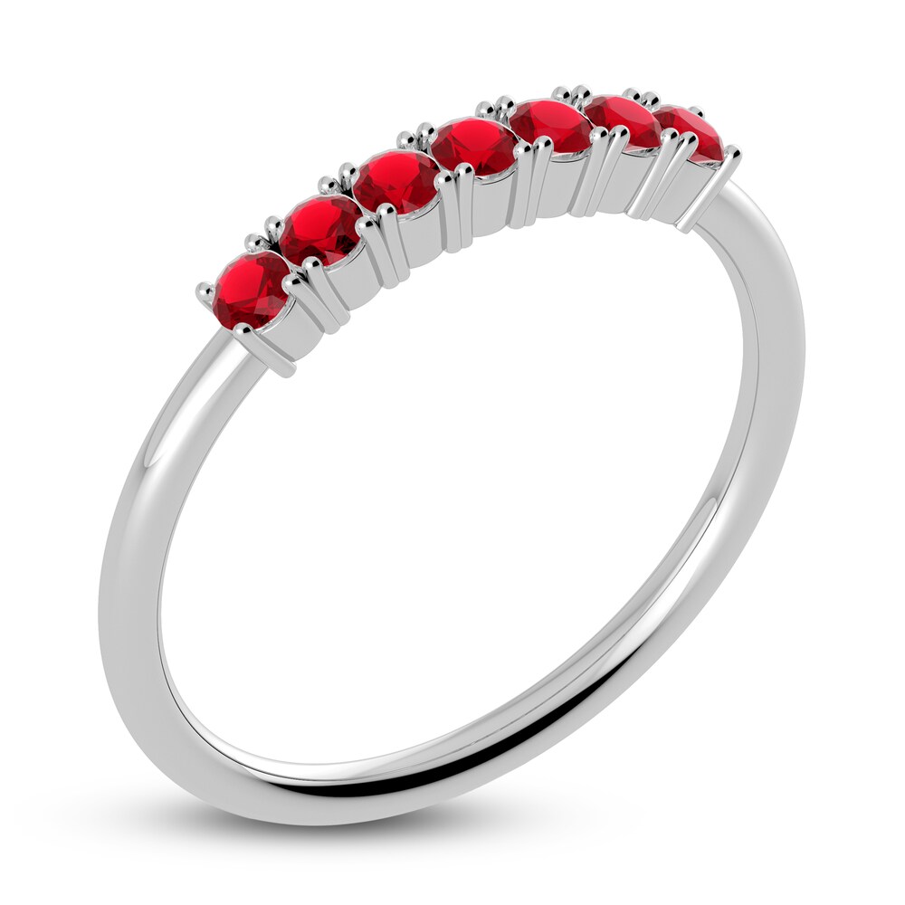 Juliette Maison Natural Ruby Half Eternity Ring 10K White Gold aMwlYzJy