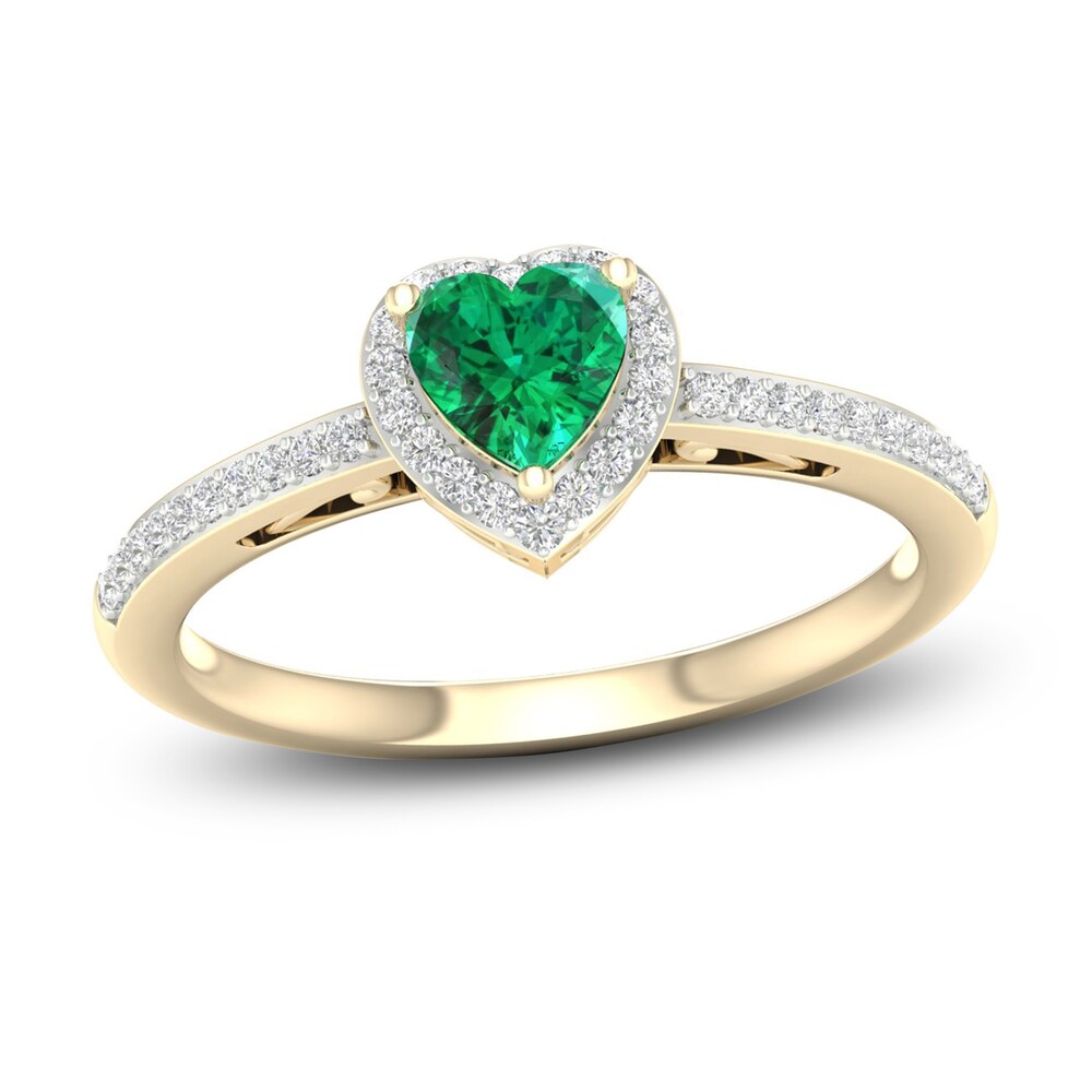 Natural Emerald Ring 1/8 ct tw Diamonds 14K Yellow Gold aQn6CdVi