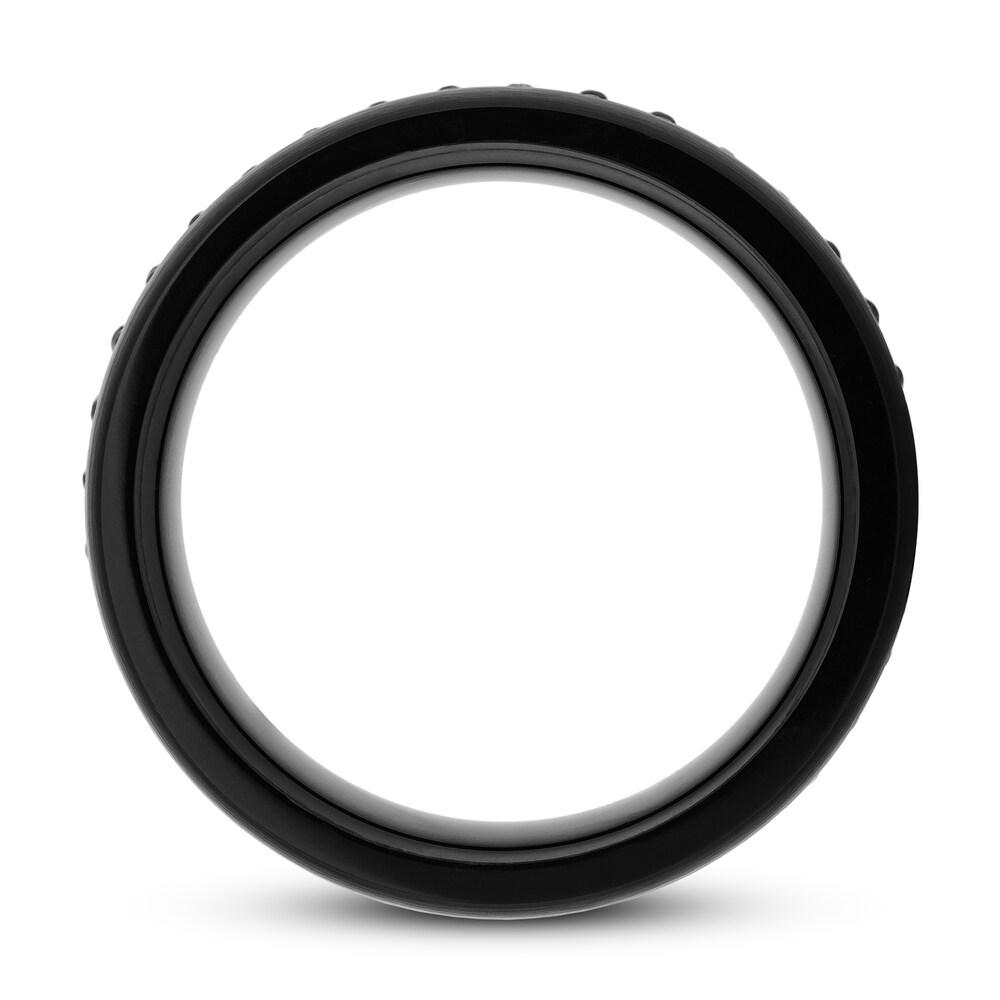 Men\'s Natural Black Sapphire Ring Black Ion-Plated Tantalum aR0wF9DB