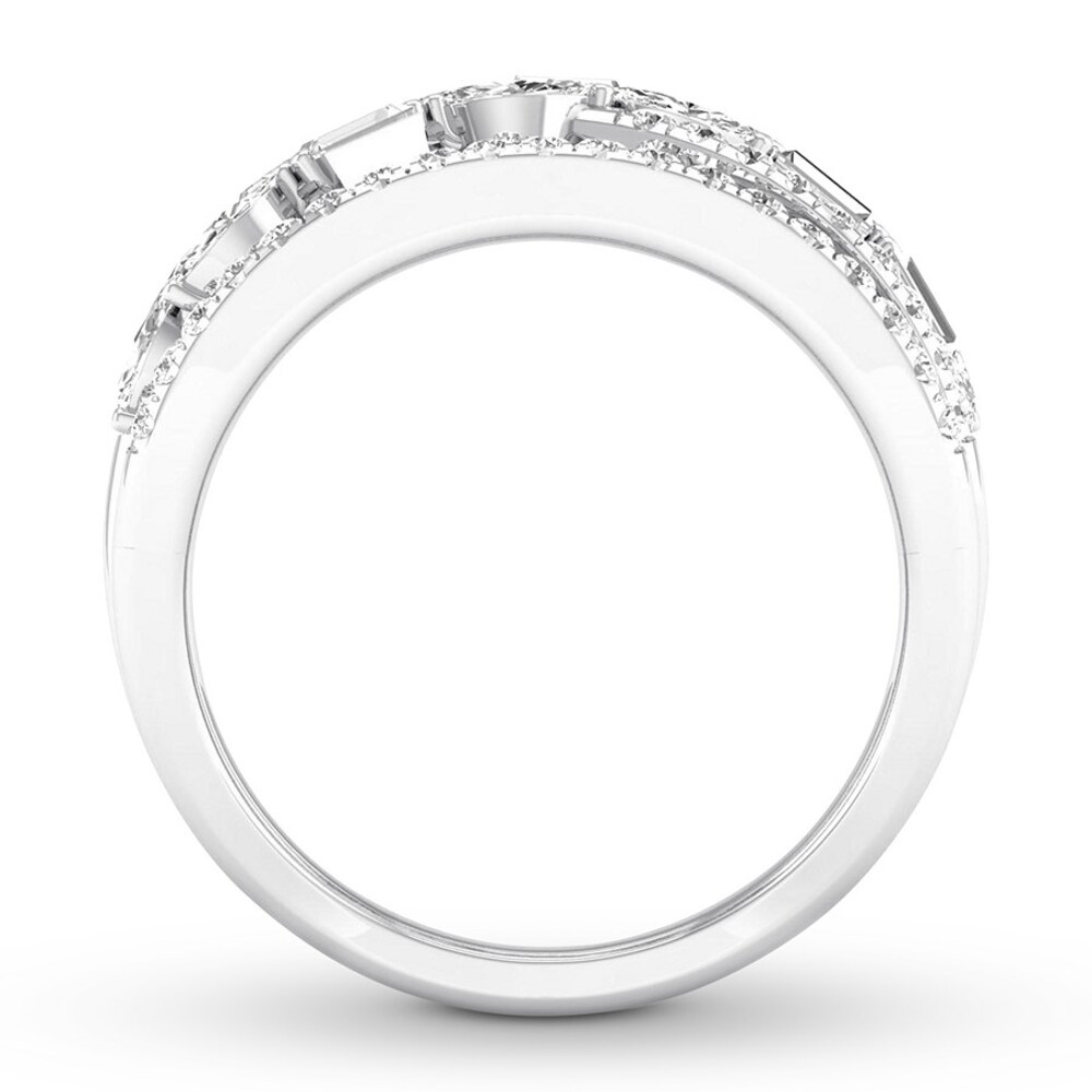 Diamond Ring 1 ct tw Marquise/Baguette/Round 14K White Gold aVOBK986
