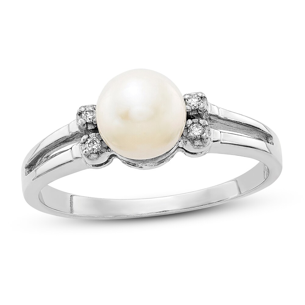 Cultured Freshwater Pearl Ring Diamond Accents 14K White Gold aY9VLg9j