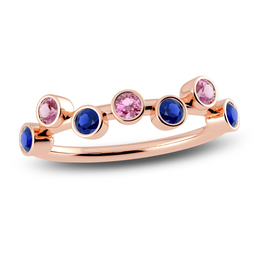 Juliette Maison Natural Blue Sapphire & Natural Pink Tourmaline Ring 10K Rose Gold aaMeoyaY
