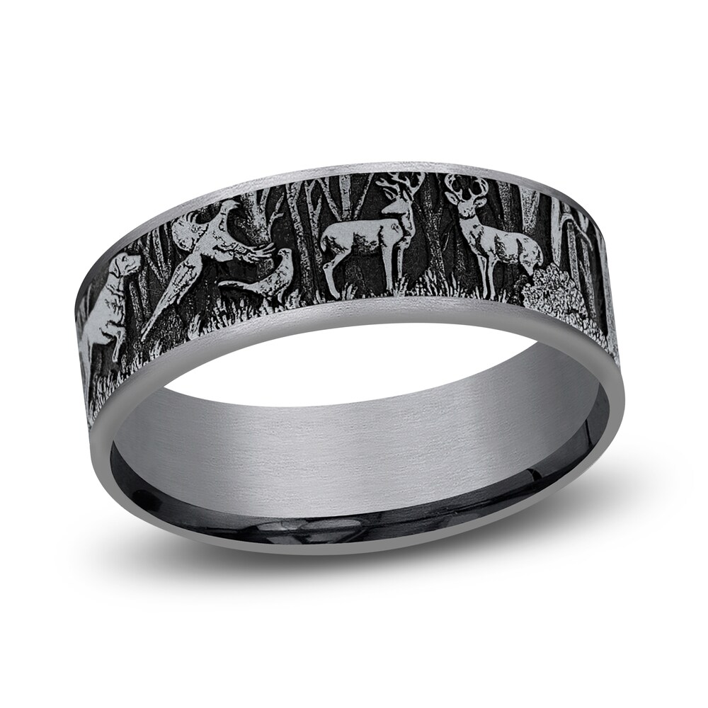 Forest Wedding Band Tantalum/14K White Gold 7.5mm aaWnjOib