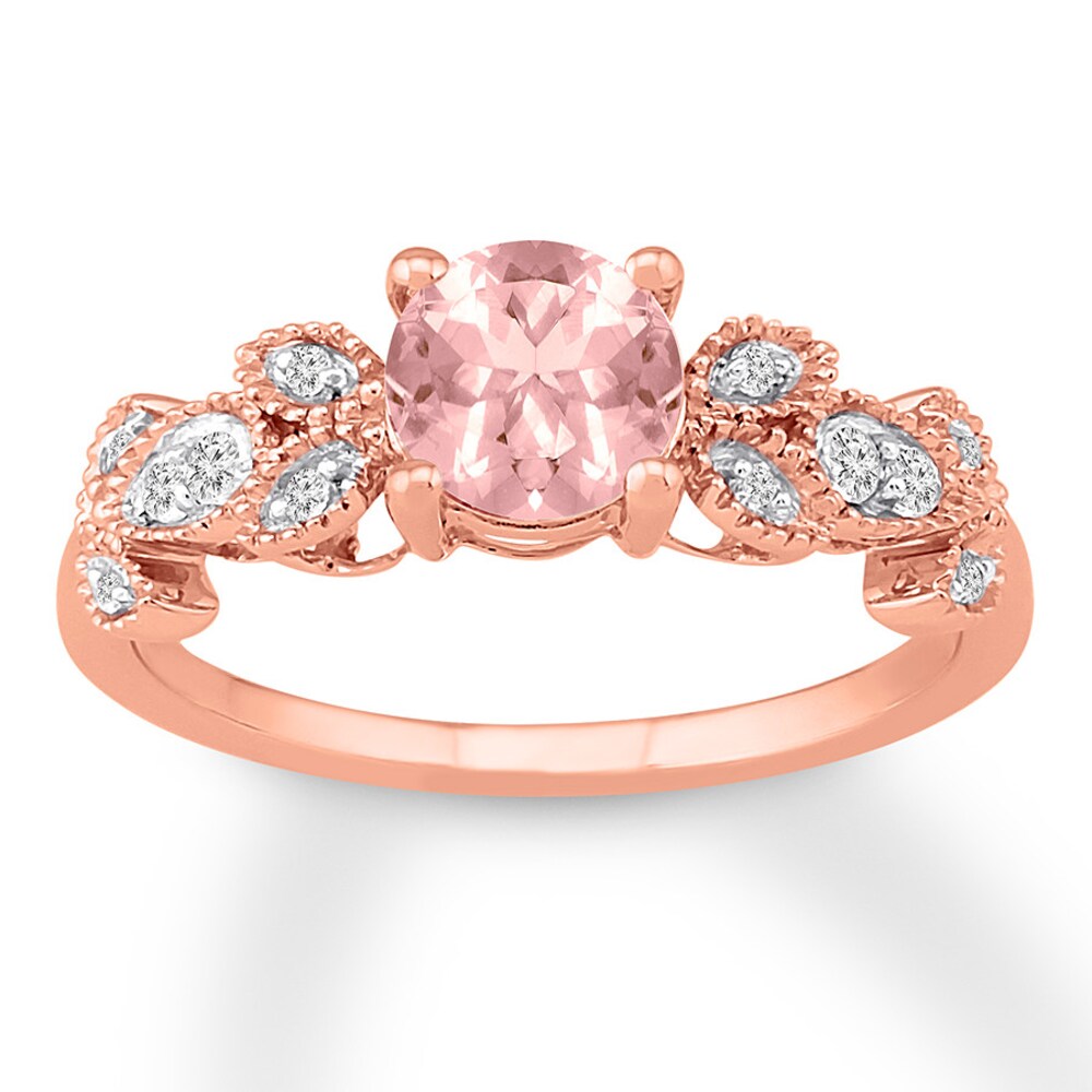 Morganite Ring Lab-Created White Sapphires 10K Rose Gold ac45R96U