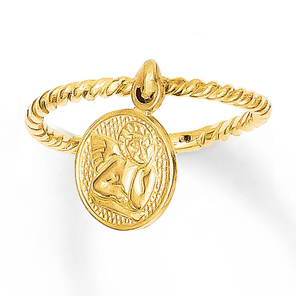 Dangle Ring Angel Charm 14K Yellow Gold ac4CDFYb