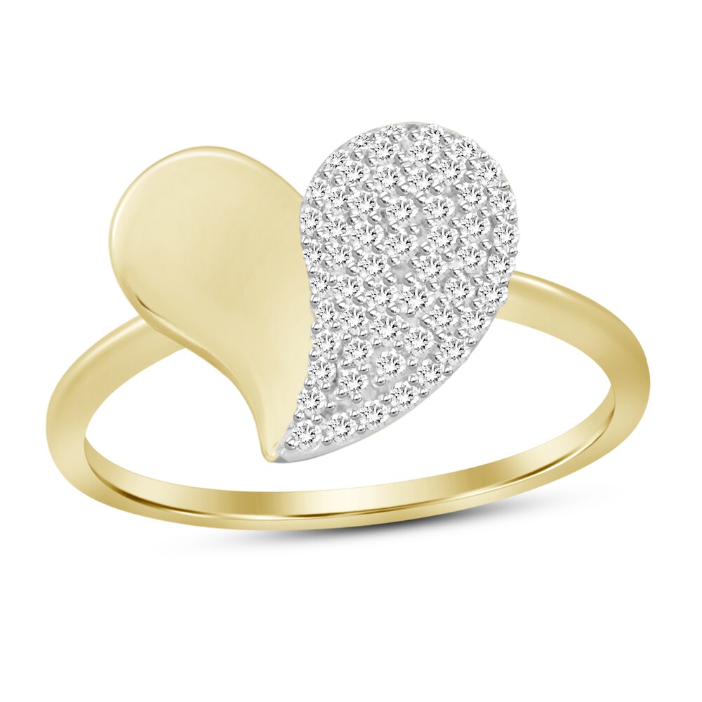 Diamond Heart Ring 1/5 ct tw Round 14K Yellow Gold ag6irweJ