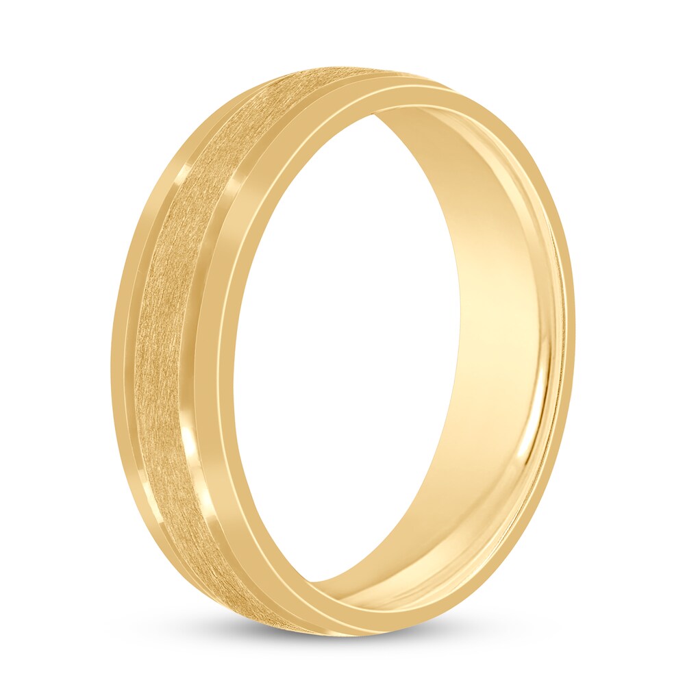 Men\'s Brushed Wedding Band 14K Yellow Gold 6mm atonvpYw