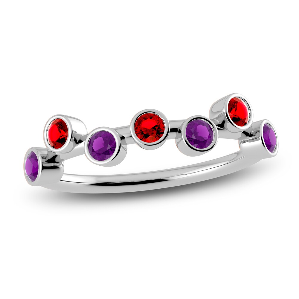 Juliette Maison Natural Ruby & Natural Amethyst Ring 10K White Gold b5TfgB88