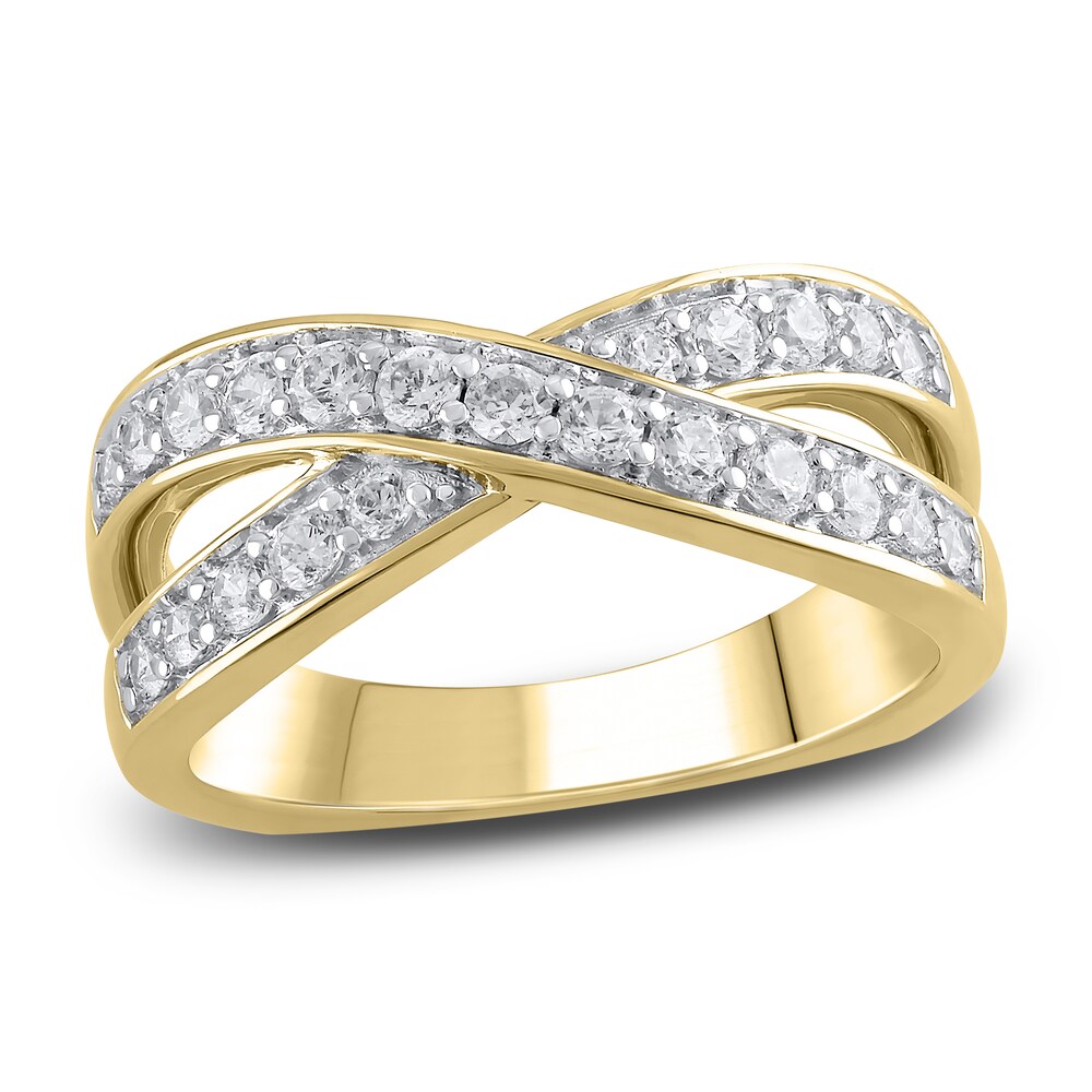 Hearts Desire Diamond Criss-Cross Anniversary Band 5/8 ct tw Round 18K Yellow Gold b5dUlpoG