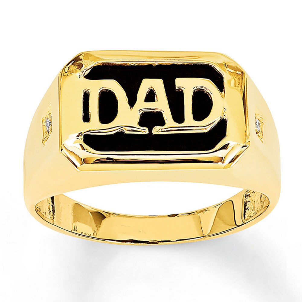 Men's Dad Ring Onyx with Diamonds 14K Yellow Gold bM0jWVbM