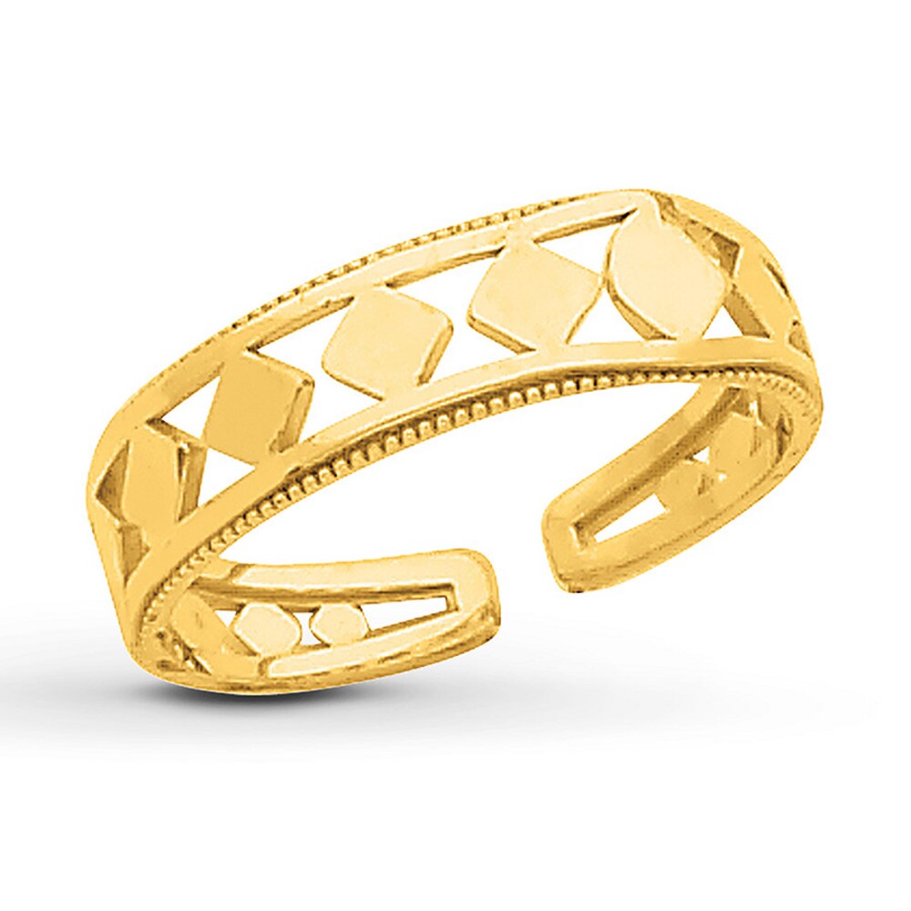 Diamond-Shaped Toe Ring 14K Yellow Gold bQ4F1Sel
