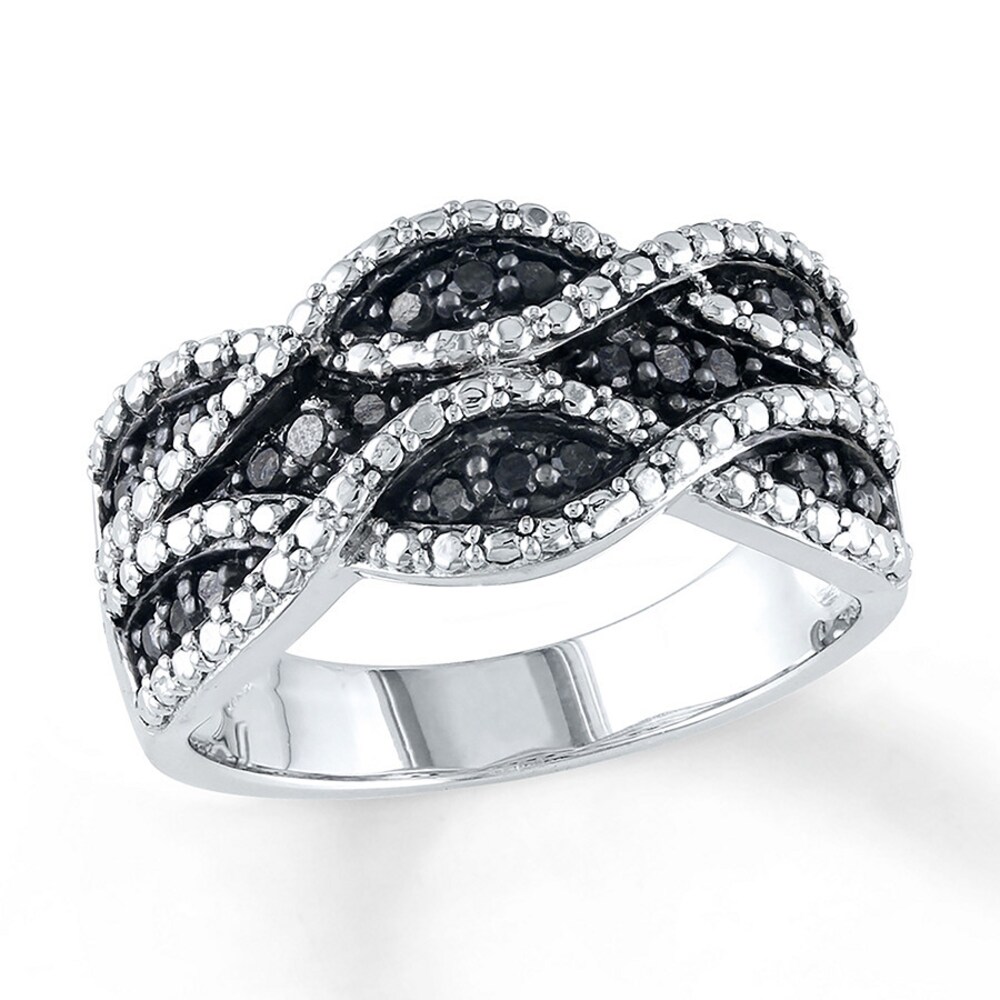 Black Diamond Ring 1/4 ct tw Round Sterling Silver bUnqjxBW