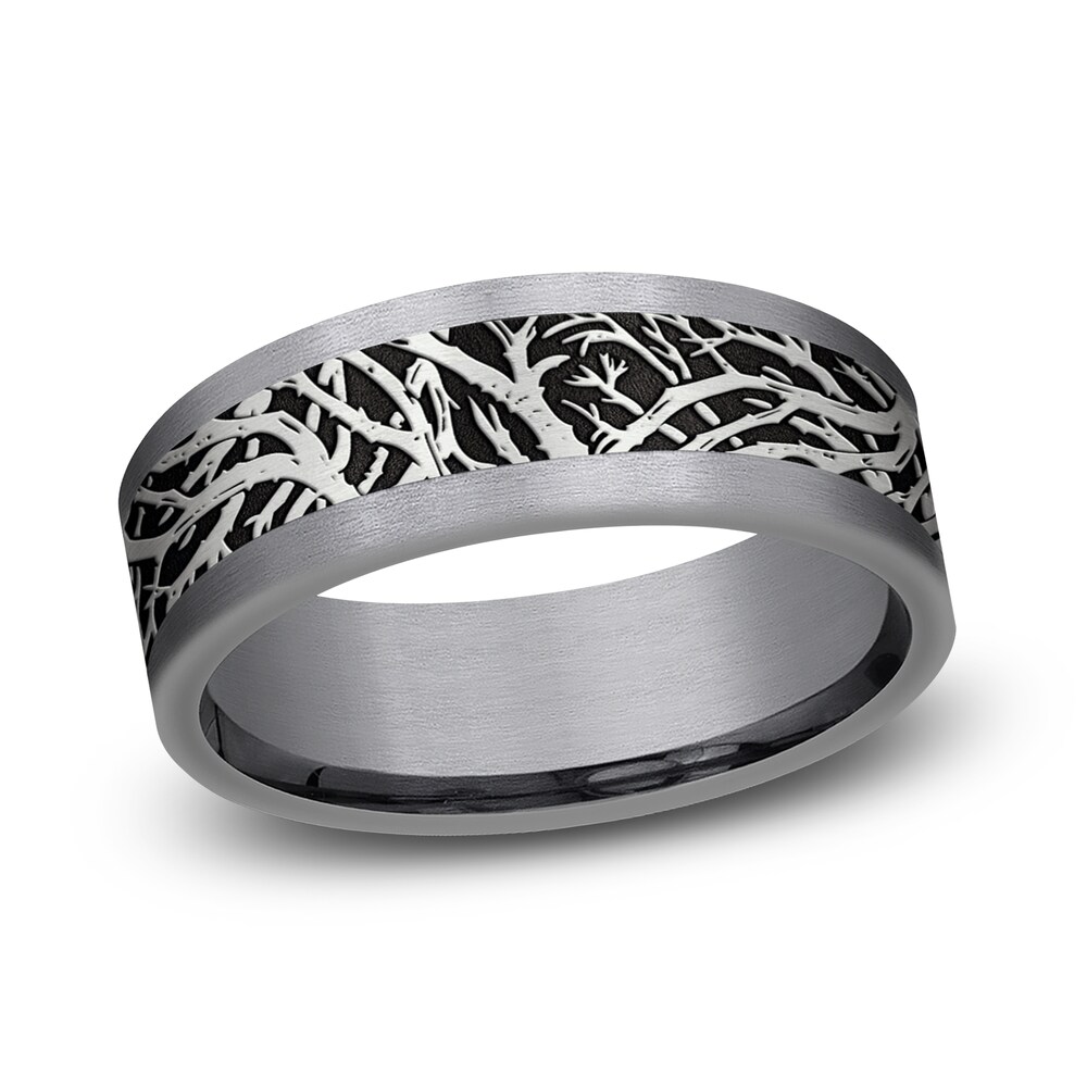 Men\'s Forest Motif Wedding Band Tantalum/Titanium bYLR7zrt