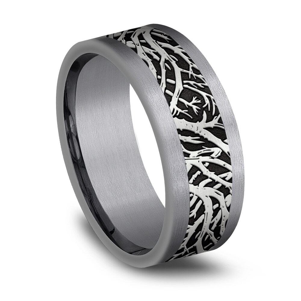 Men\'s Forest Motif Wedding Band Tantalum/Titanium bYLR7zrt