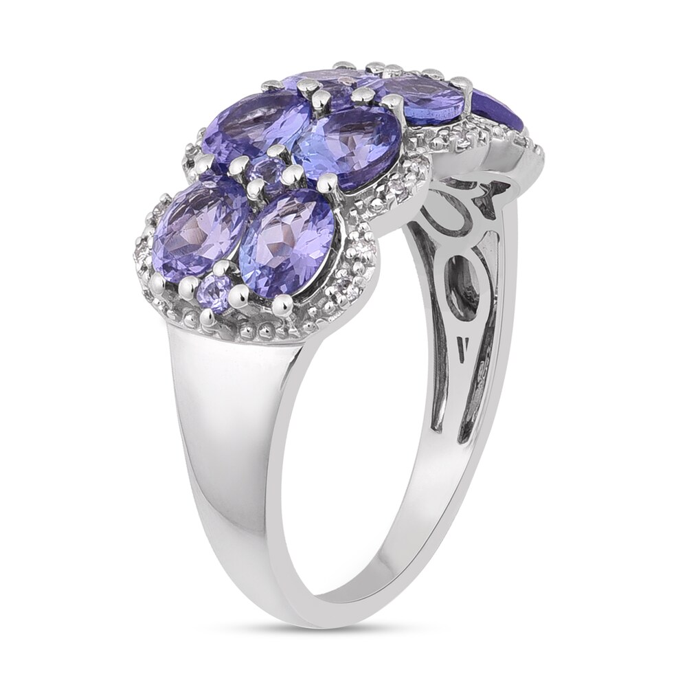 Natural Tanzanite Anniversary Ring 1/15 ct tw Diamonds 14K White Gold baWz1ms1