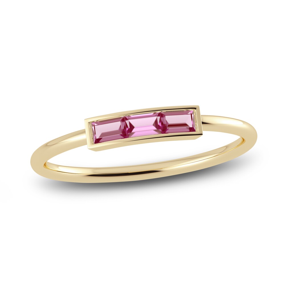 Juliette Maison Natural Pink Tourmaline Baguette Bar Ring 10K Yellow Gold bitiCYz1