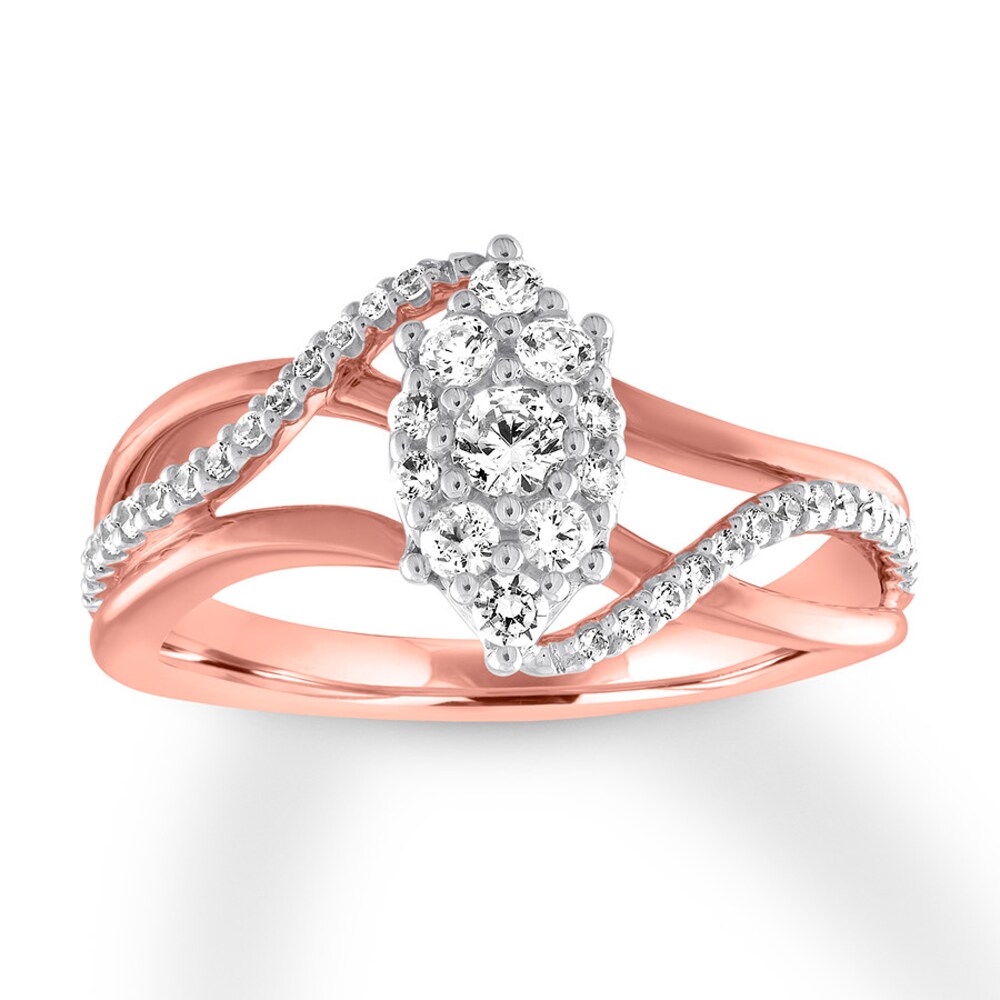 Diamond Ring Round 1/2 carat tw 14K Rose Gold blEHV2fo