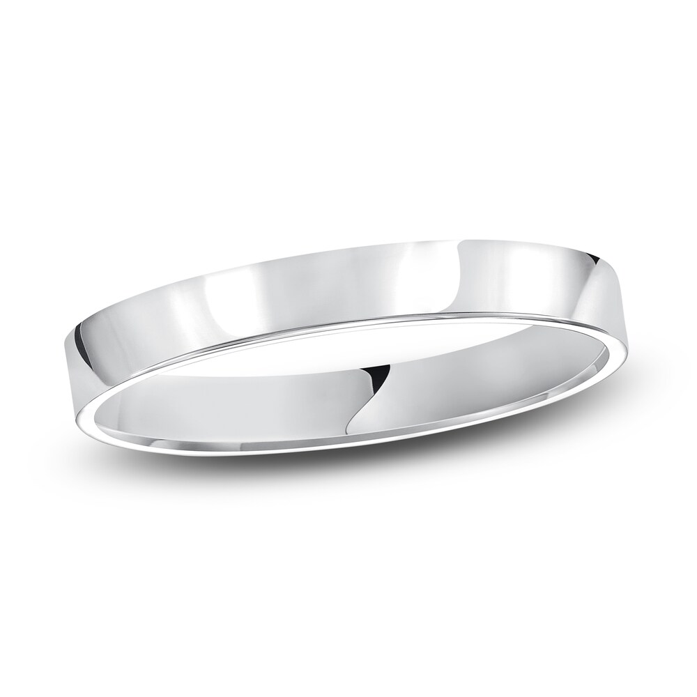 Flat Wedding Band 14K White Gold 3mm c0JyvMSN