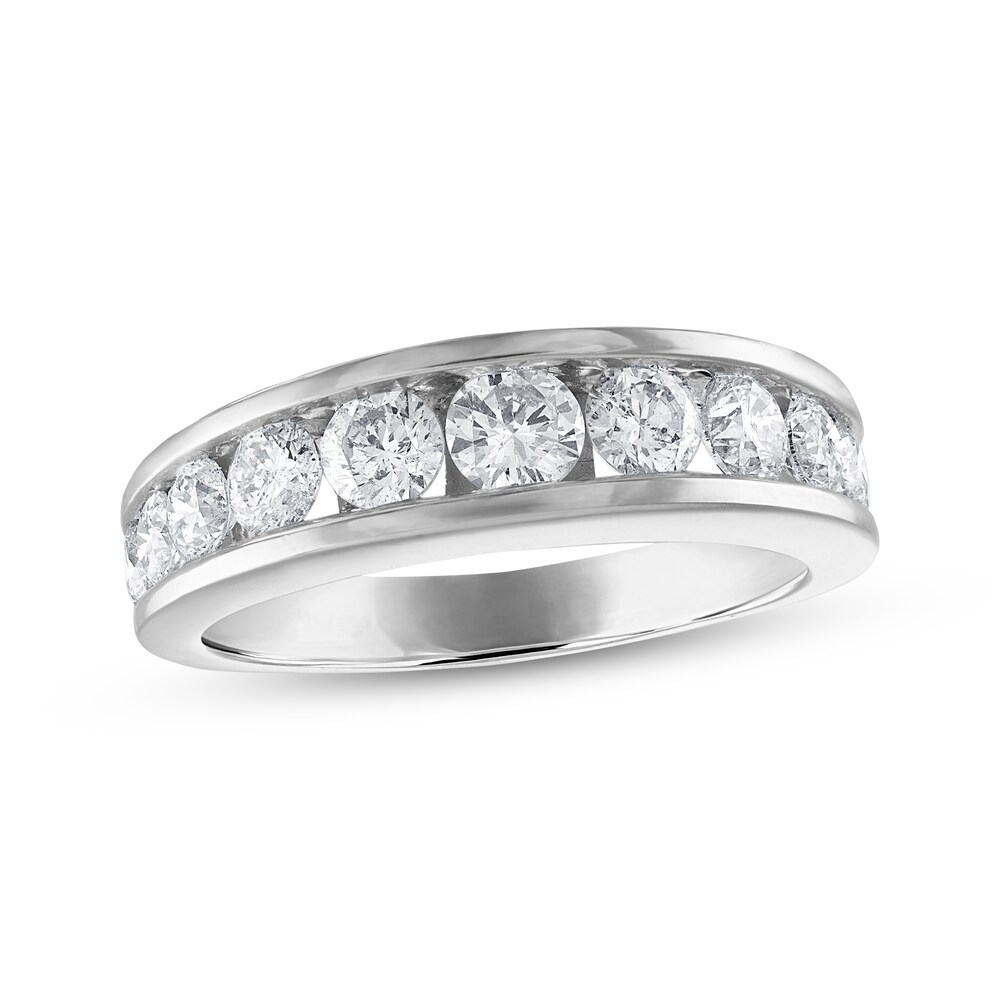 Diamond Wedding Band 1-1/2 ct tw Round 14K White Gold c3TV9DeE