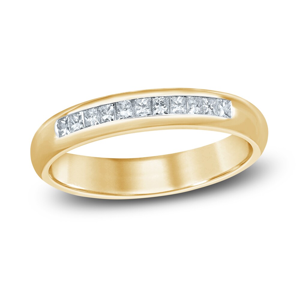 Diamond Wedding Band 1/4 ct tw Princess 14K Yellow Gold c4C63exs