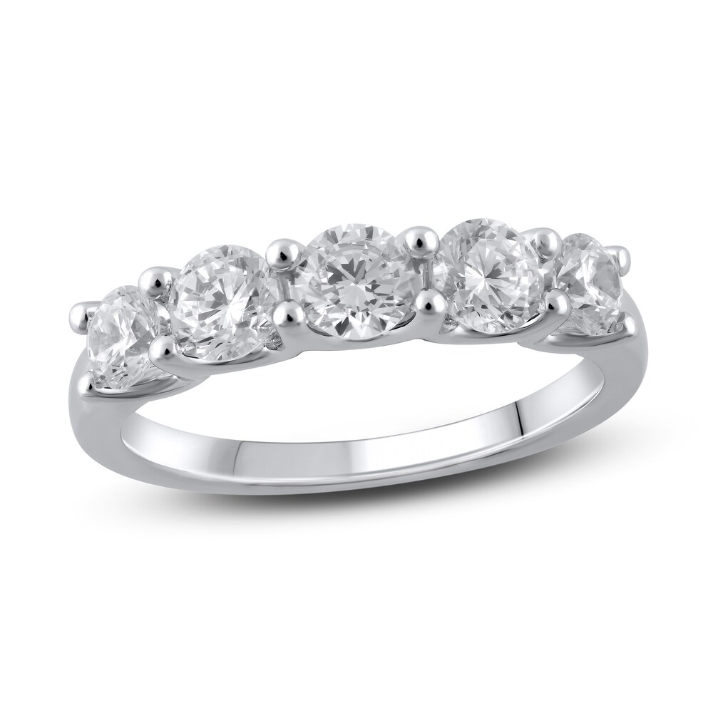 Lab-Created Diamond Wedding Band 1-1/2 ct tw Round 14K White Gold cBZzkJem