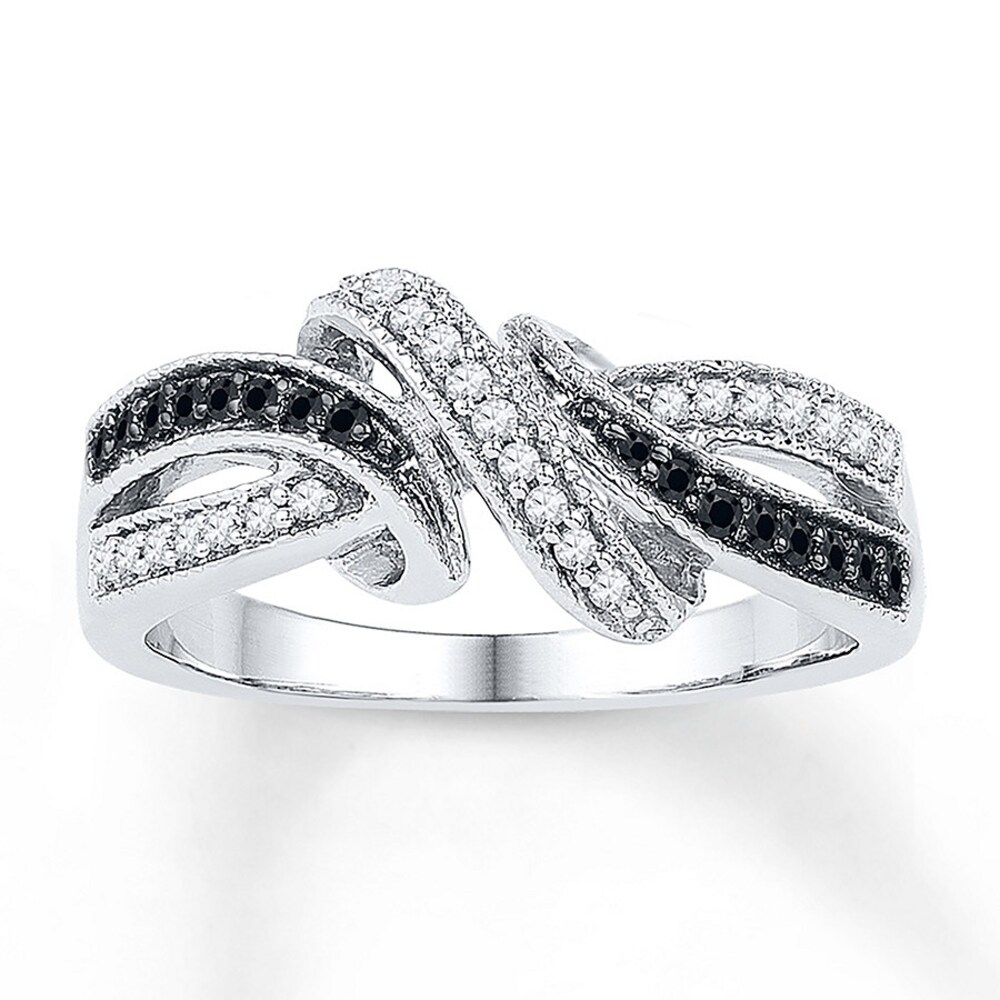 Black/White Diamond Ring 1/5 ct tw Sterling Silver cE3pEl4z