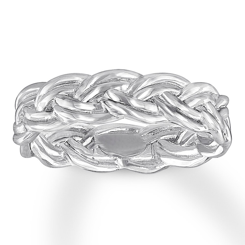 Braided Wedding Band 14K White Gold 6mm cIG5FXDe