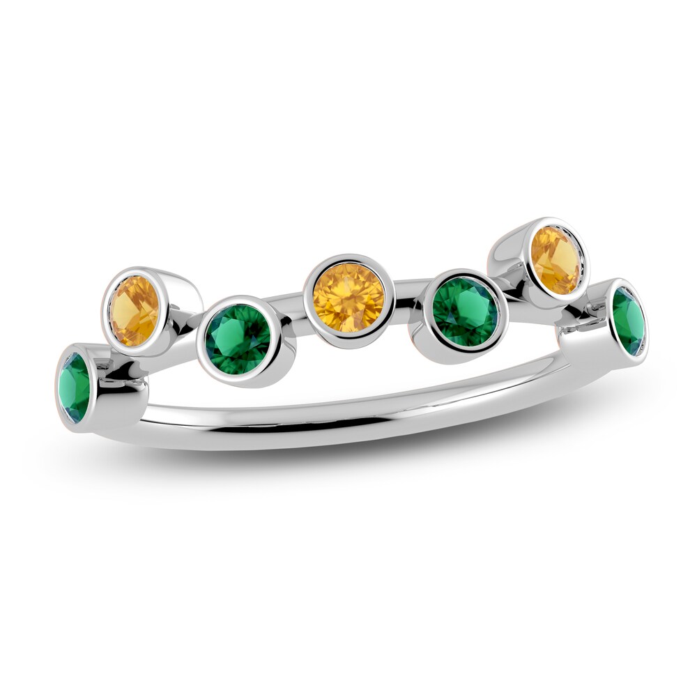 Juliette Maison Natural Emerald & Natural Citrine Ring 10K White Gold cIQm6Tt5