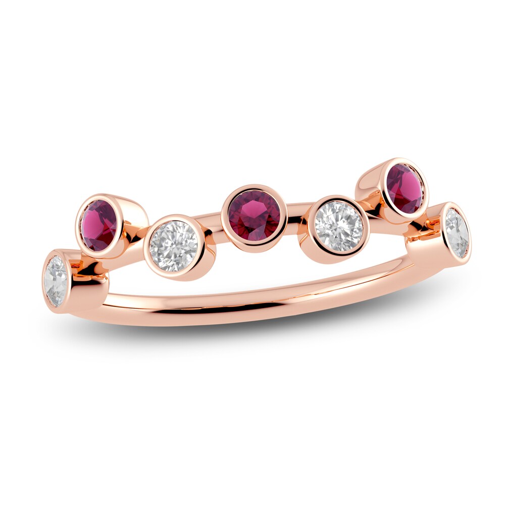 Juliette Maison Natural Rhodolite Garnet & Natural White Sapphire Ring 10K Rose Gold cRjoUwAO