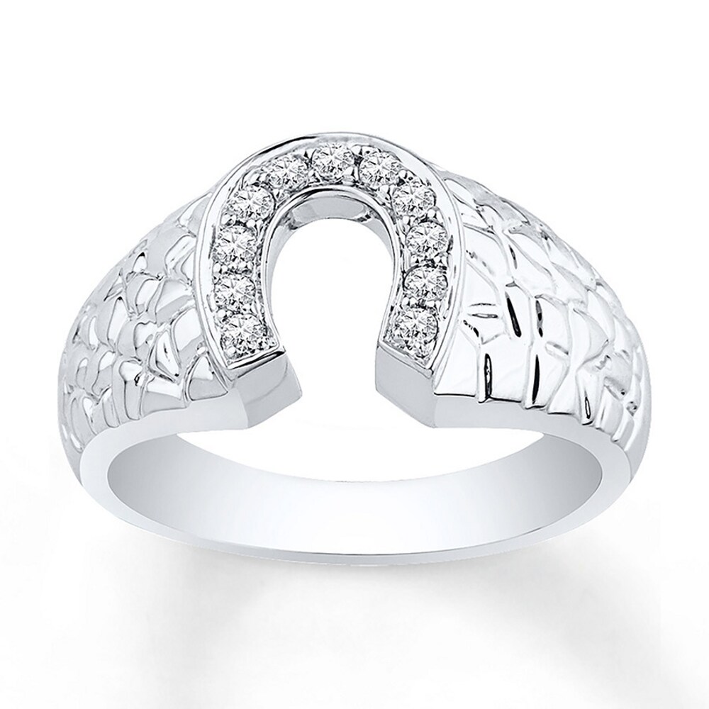 Men's Horseshoe Ring 1/5 ct tw Diamonds 10K White Gold cUaVFqDo