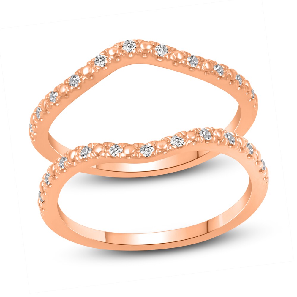 Diamond Double Wedding Band Set 1/8 ct tw 14K Rose Gold cXdAOJYC