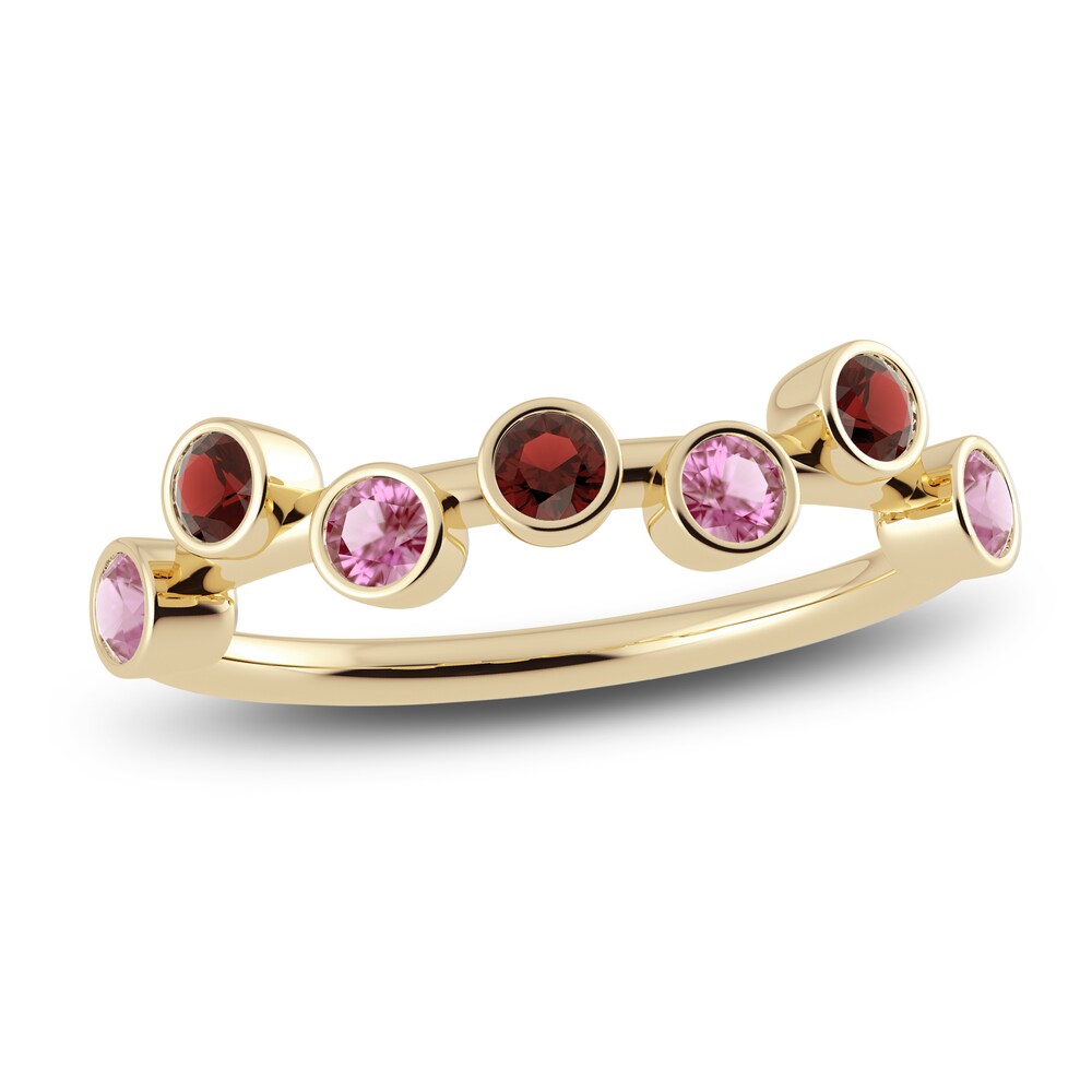 Juliette Maison Natural Pink Tourmaline & Natural Garnet Ring 10K Yellow Gold cYi3IqTW