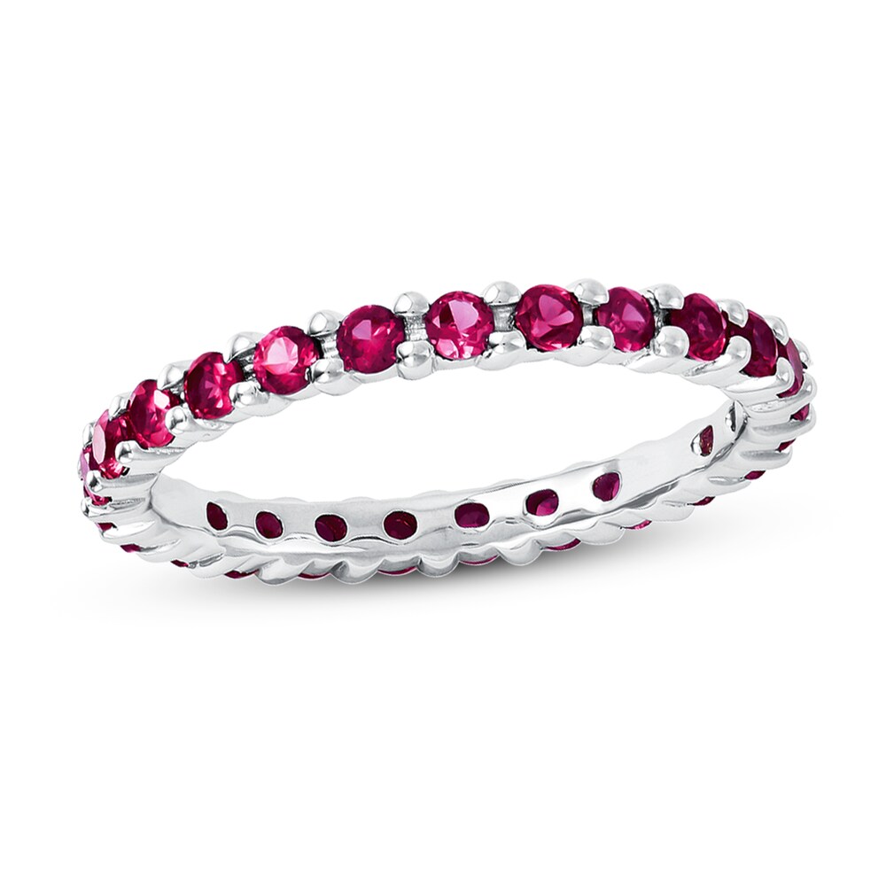 Stackable Ring Lab-Created Rubies Sterling Silver cZENSoDb